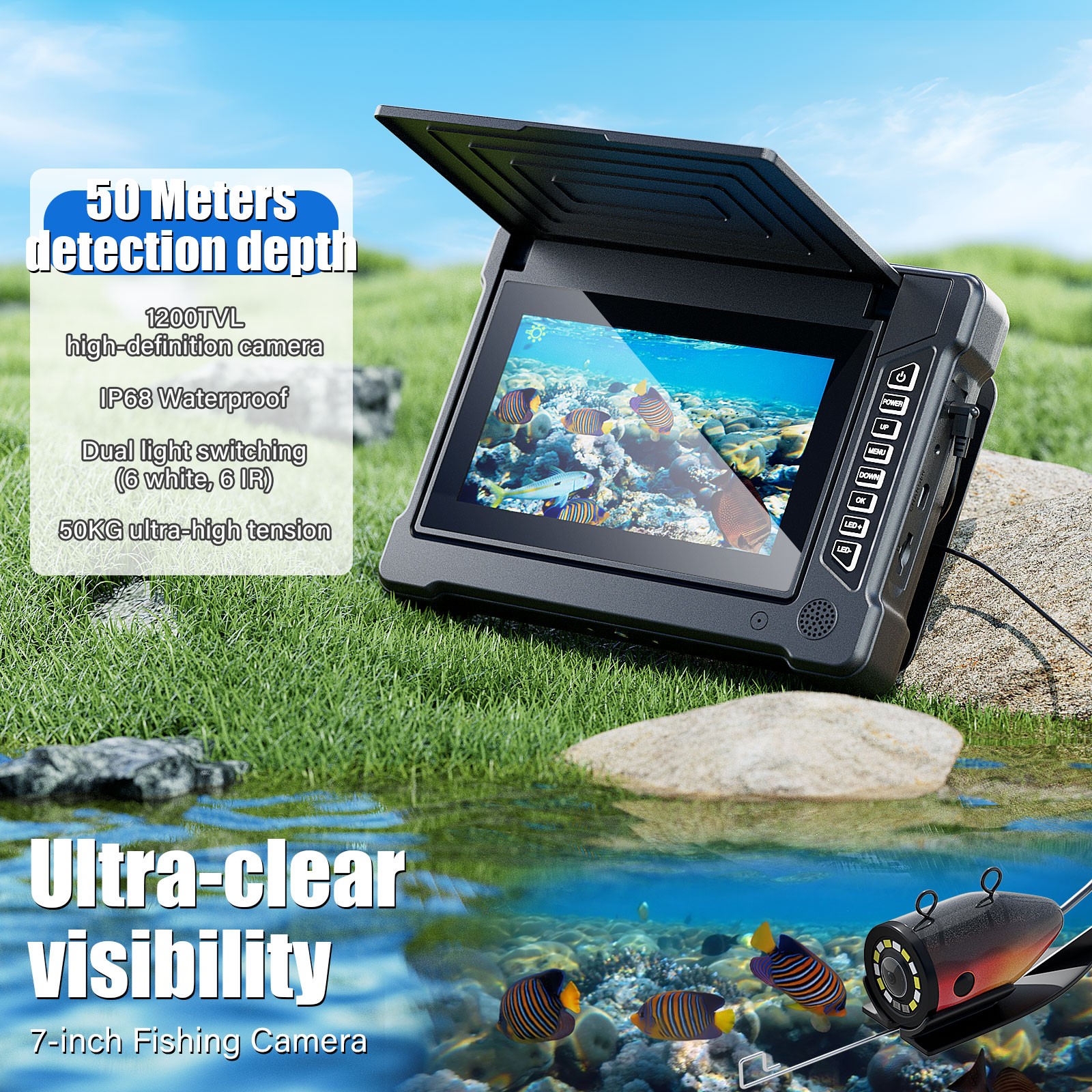 7 Inch 15M 1200TVL Underwater  - Fish Finder Cable ulasan dan harga